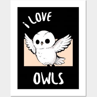 Majestic White Owl Flight - I love Owls Posters and Art